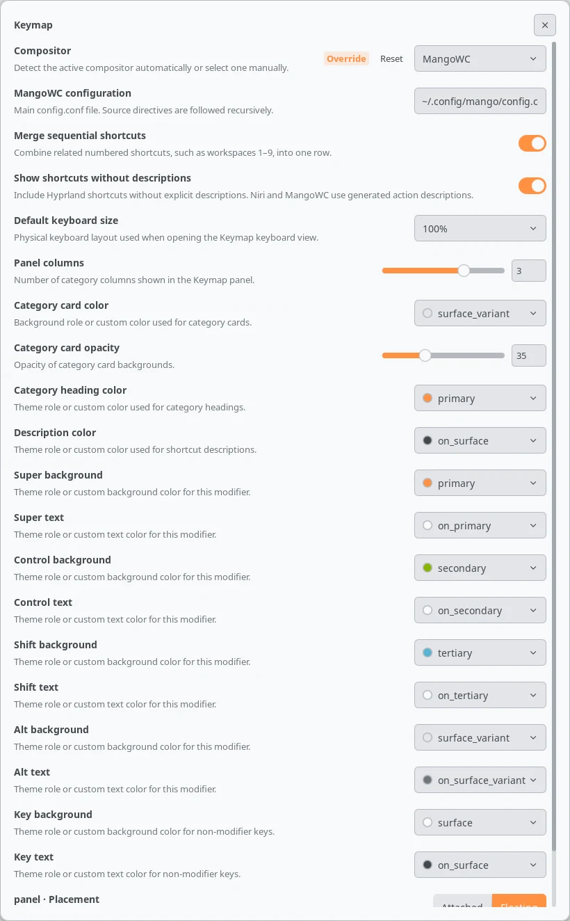 Keymap settings