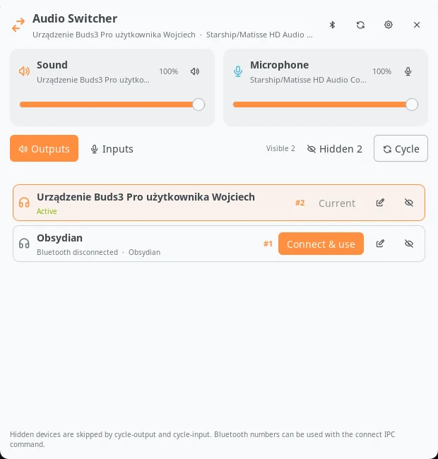 Audio Switcher panel